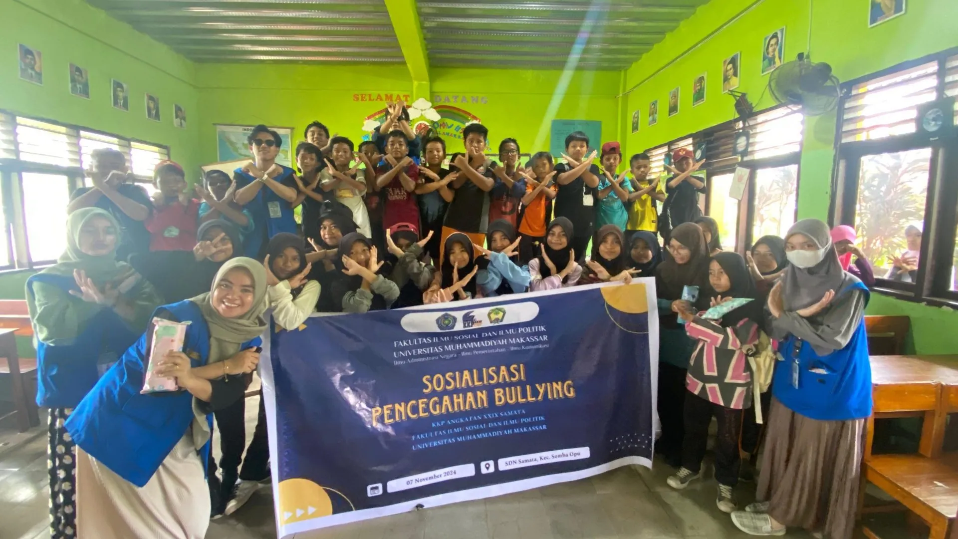 Mahasiswa KKP FISIP Unismuh Makassar Sosialisasi Anti Perundungan di SDN Samata Ciptakan Sekolah yang Aman